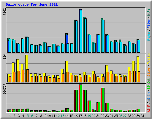 Daily usage for June 2021