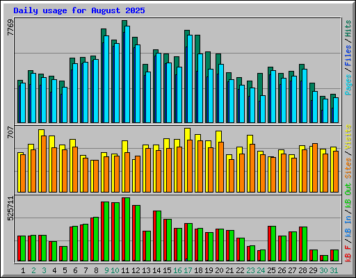 Daily usage for August 2025