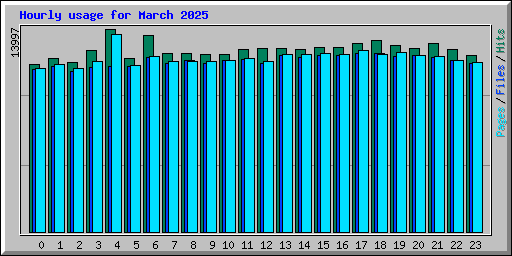 Hourly usage for March 2025